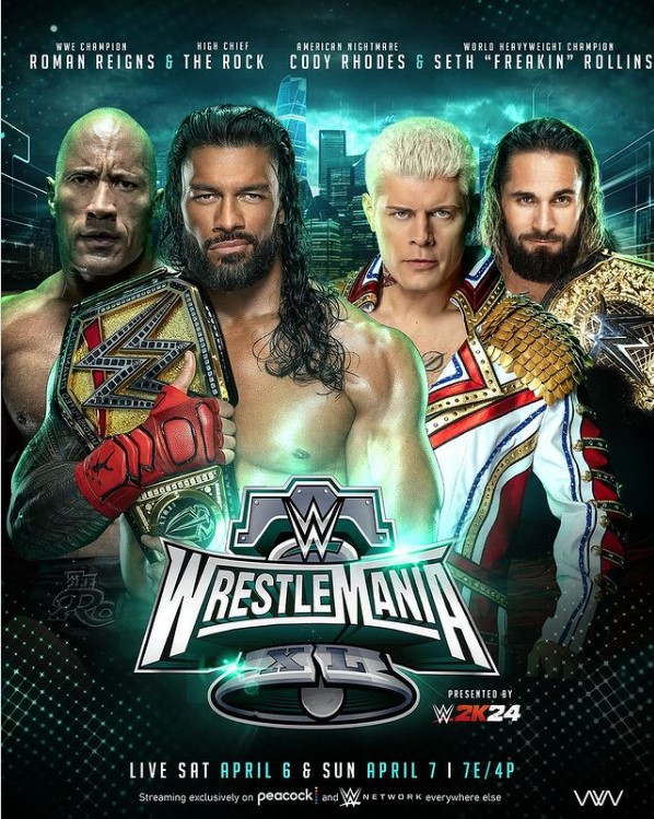 عرض رسلمينيا WWE WrestleMania 40 Night 1 2024 مترجم